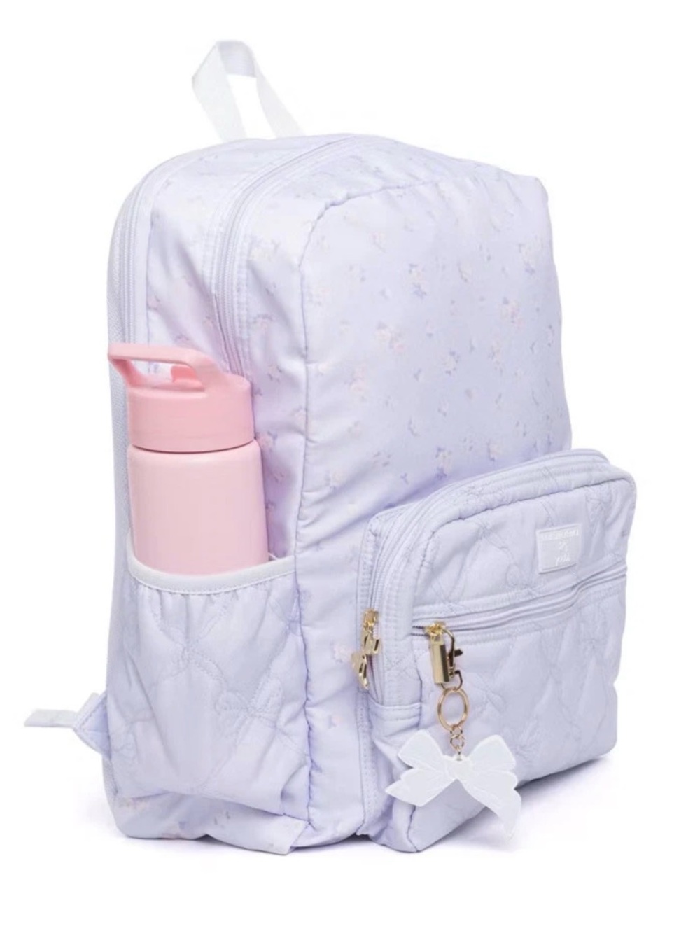 LoveShackFancy Lavender Quilted Kids Backpack with Bow Charm